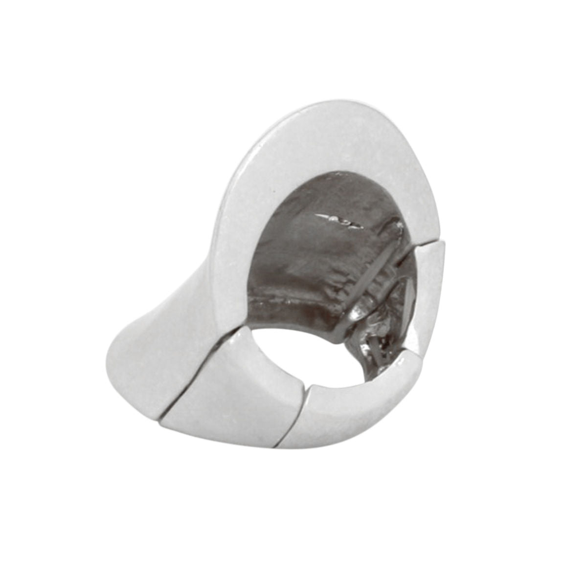 Elongated Knuckle Armor Matte Silver Stretch Ring