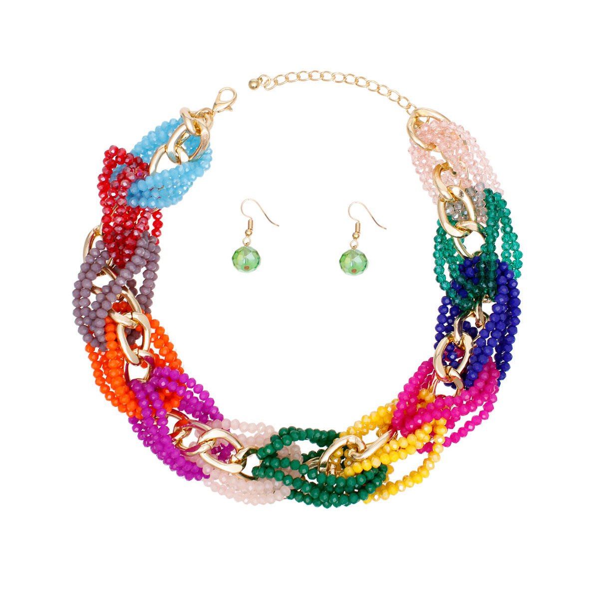 Necklace Woven Multicolor Bead Chain Set for Women