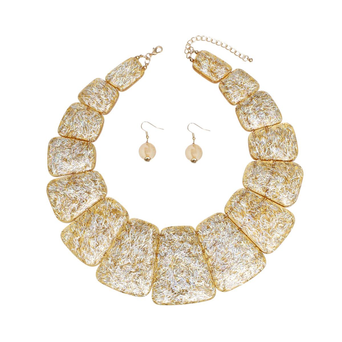 Bib Gold Resin Confetti Large Necklace for Women