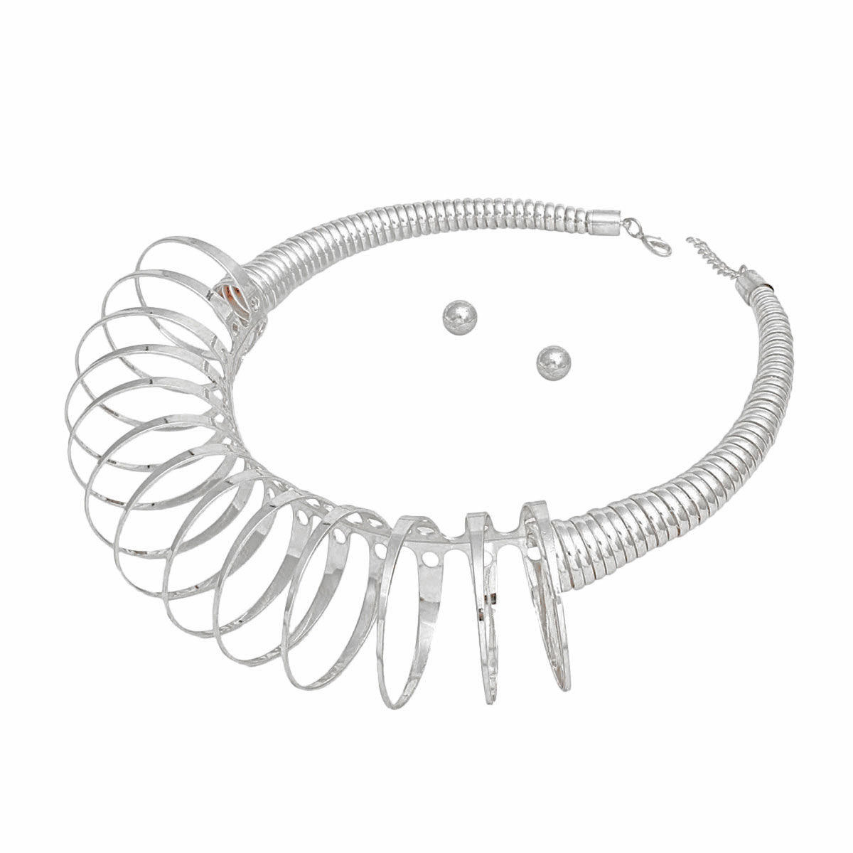 Collar Silver XLarge Coiled Wire Modern Necklace