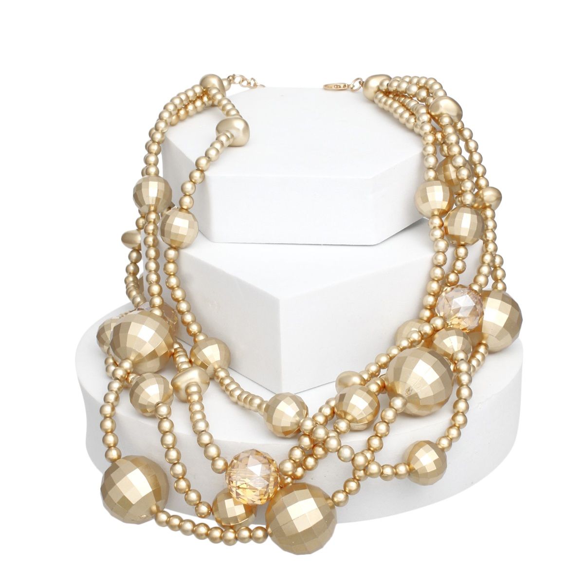 Necklace Matte Gold Disco Ball Bead Set for Women