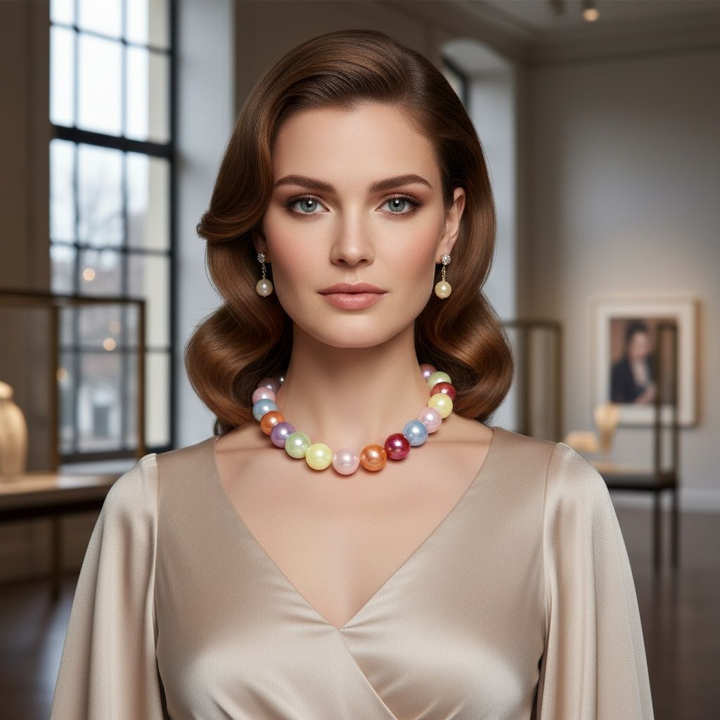 High Gloss Pearlescent Color 24mm Bead Necklace