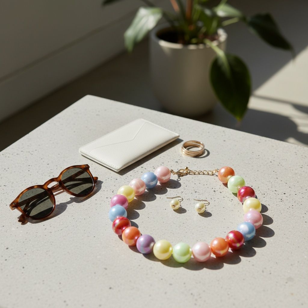High Gloss Pearlescent Color 24mm Bead Necklace