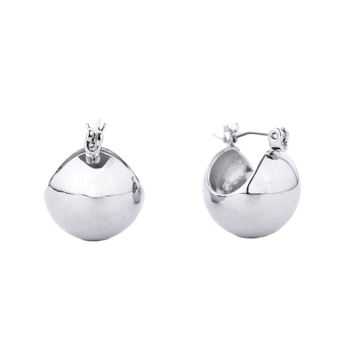 Hoop White Gold Small Ball Earrings for Women