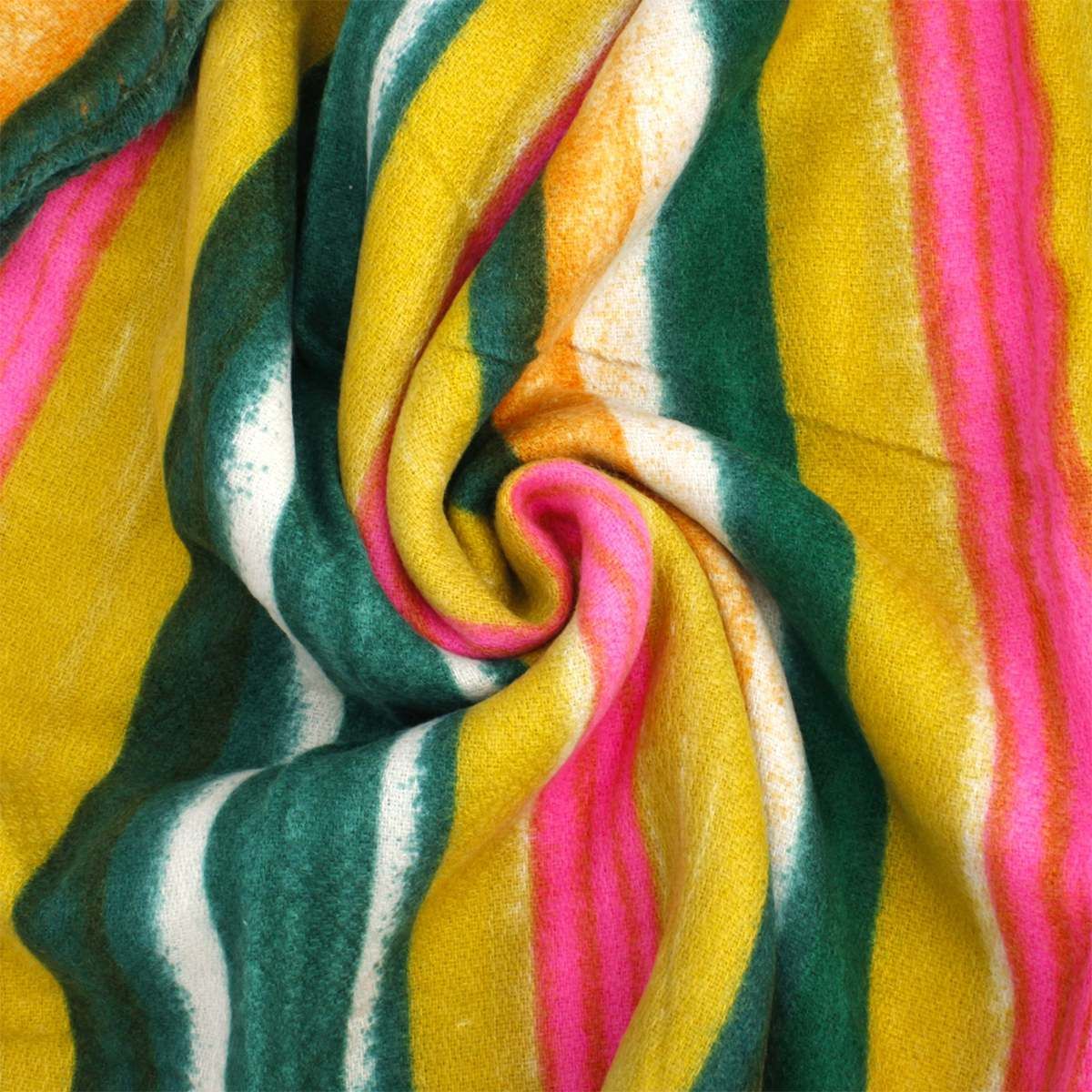 AKA Pink Green Yellow Striped Knit Scarf Women