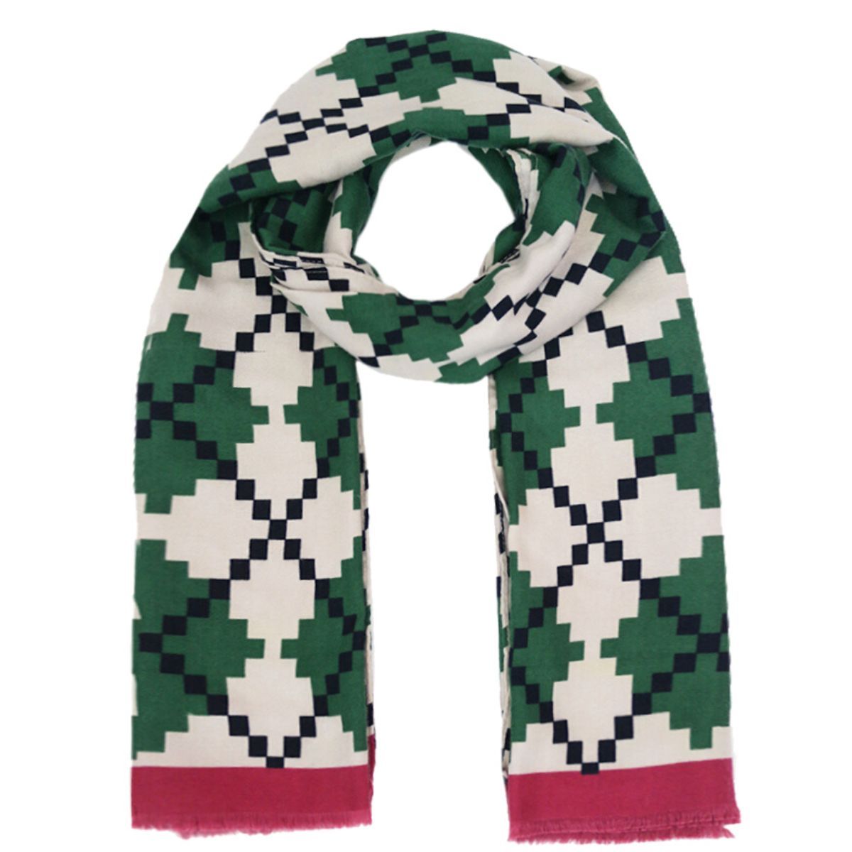 Green Pixel Argyle Scarf