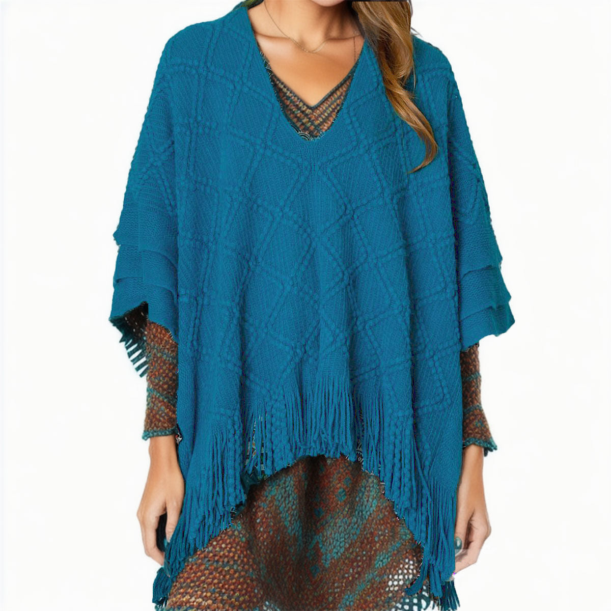 Teal Crochet Poncho