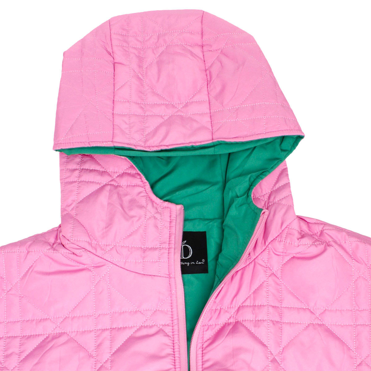 AKA Sorority Hoodie Puffer Pink Green Zipper Cape