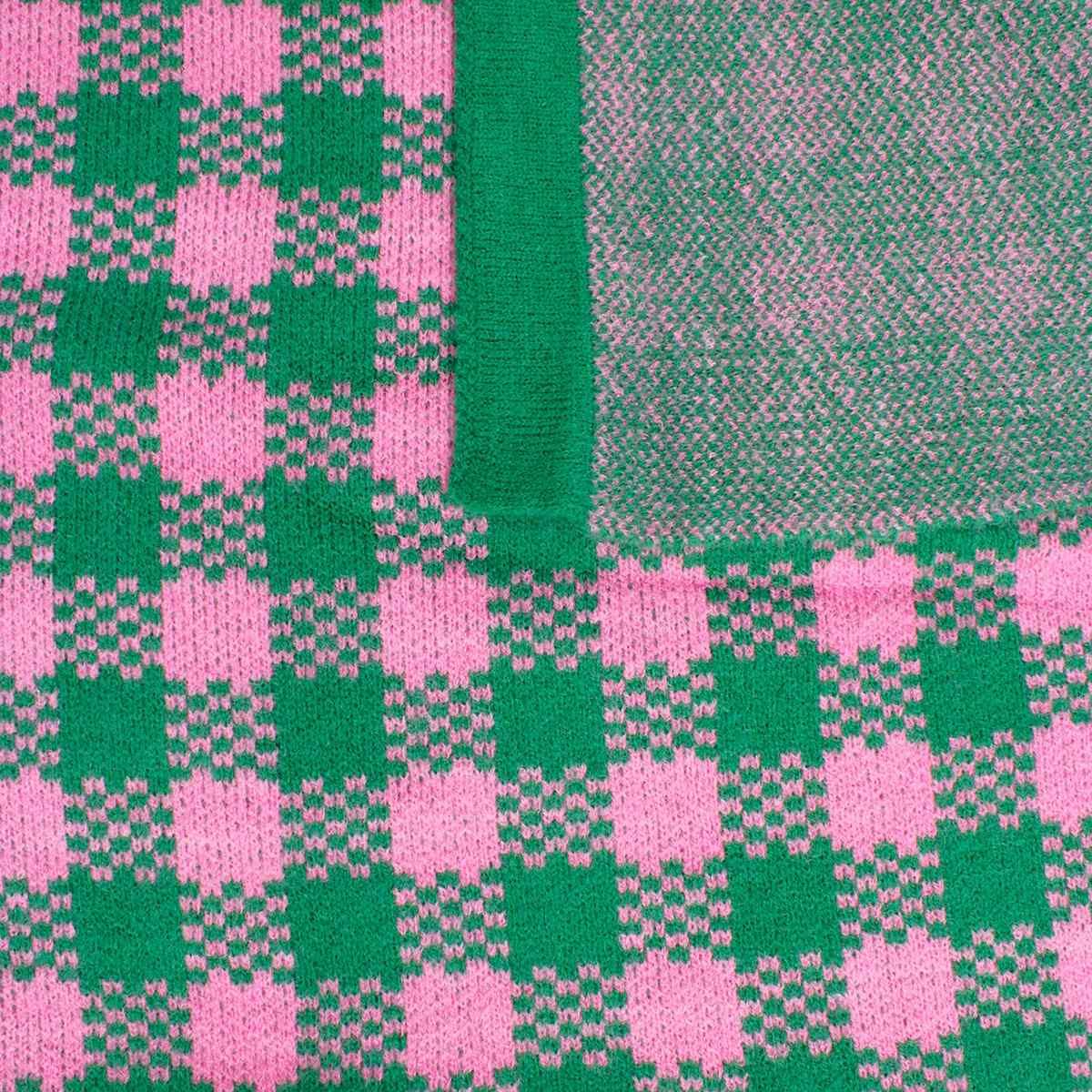 AKA Sorority Checkered Knit Pink and Green Cape