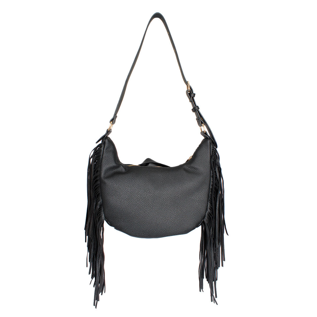 Black Moto Fringe Shoulder Bag