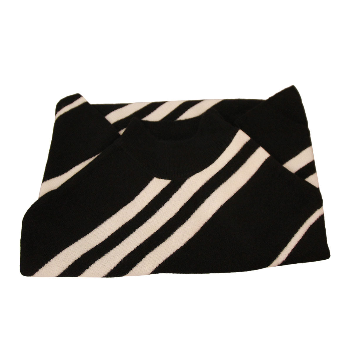 Black Stripe Turtleneck Poncho