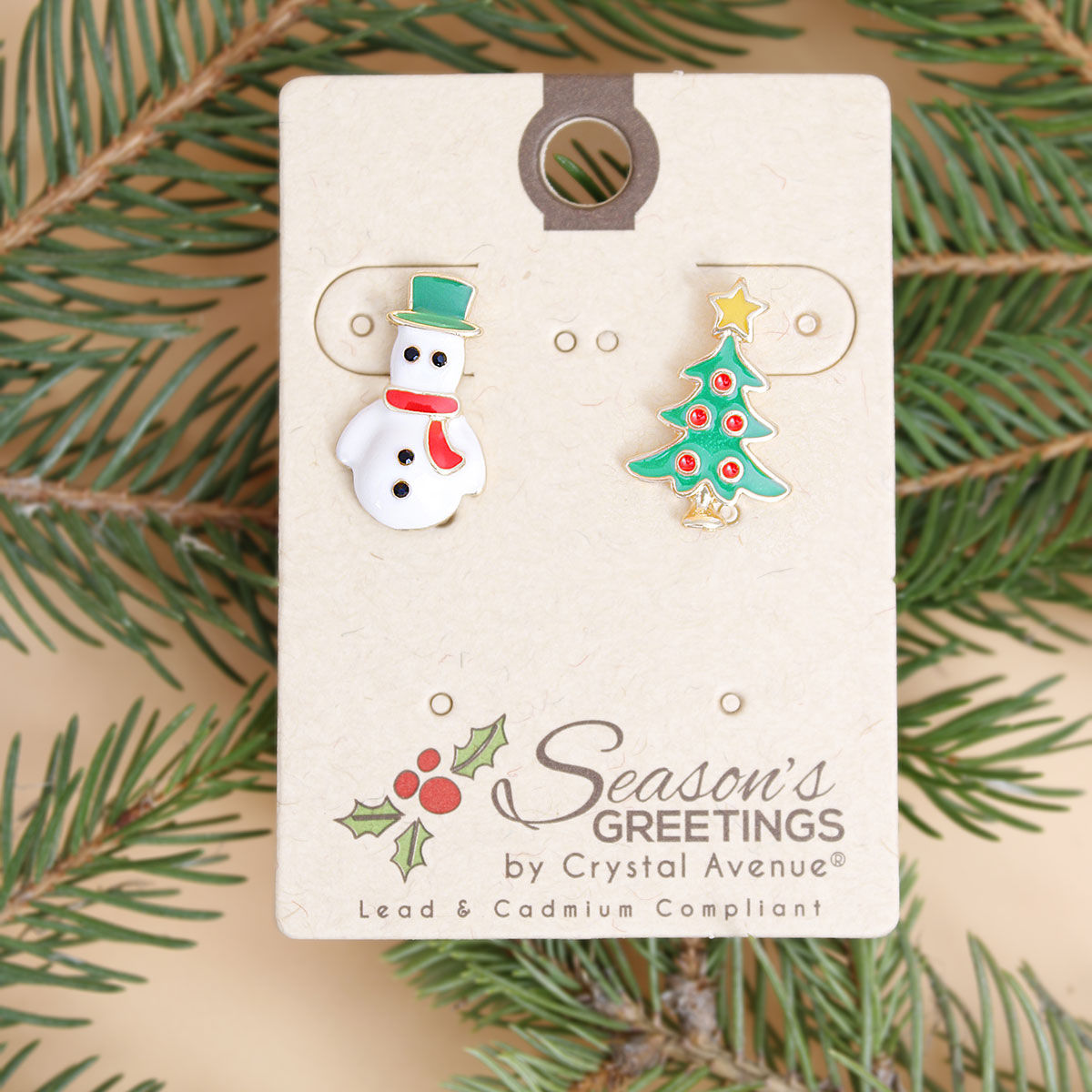 Whimsical Winter Fun: Tree and Snowman Mismatched Studs