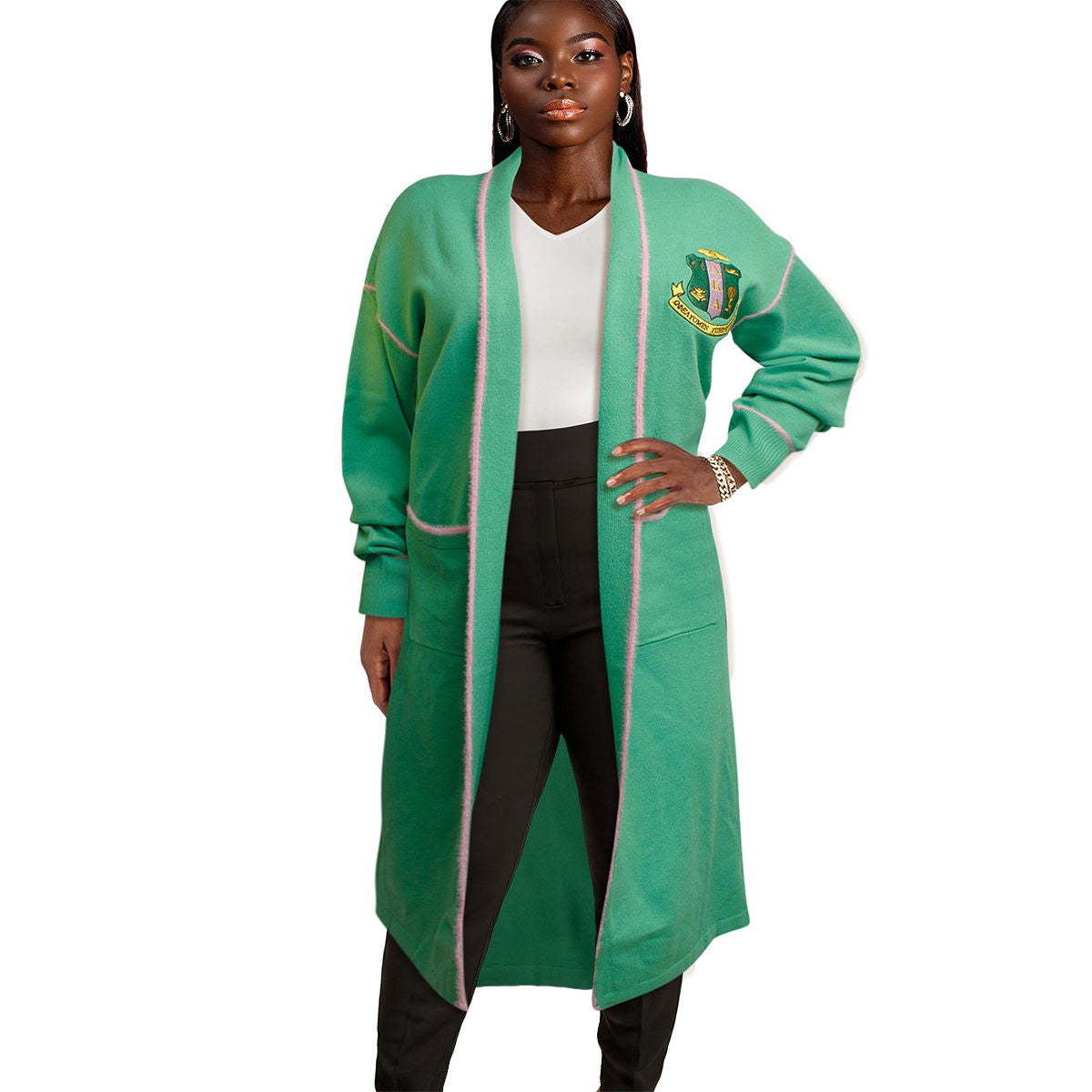 AKA Sorority 3XL Green Long Duster Cardigan