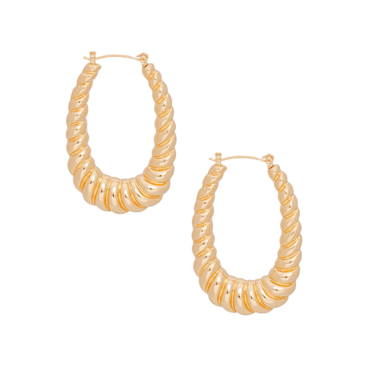 Hoops Twisted Gold Metal Oval Earrings for Women