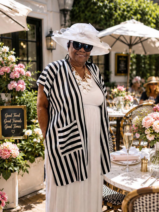 Stripe Kimono w/Pockets