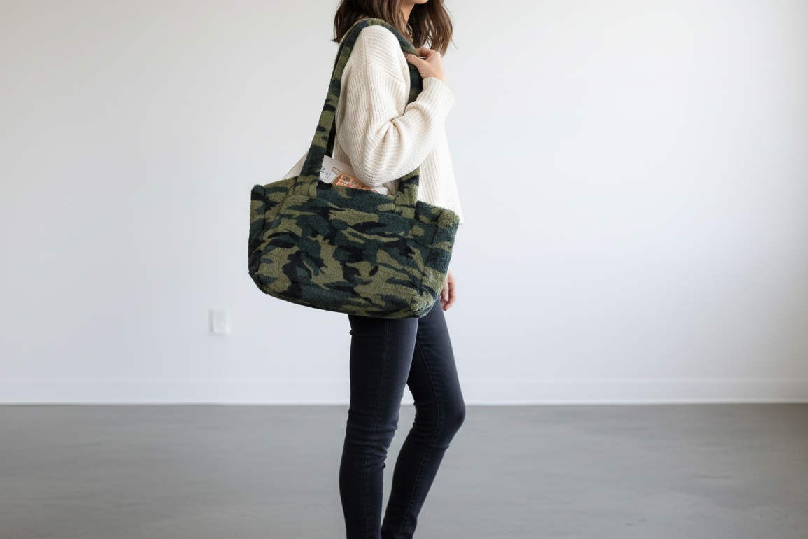 Camo FUR TOTE Bag
