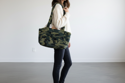 Camo FUR TOTE Bag