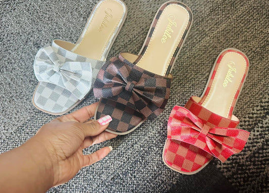 CHECKERED BOW SANDALS
