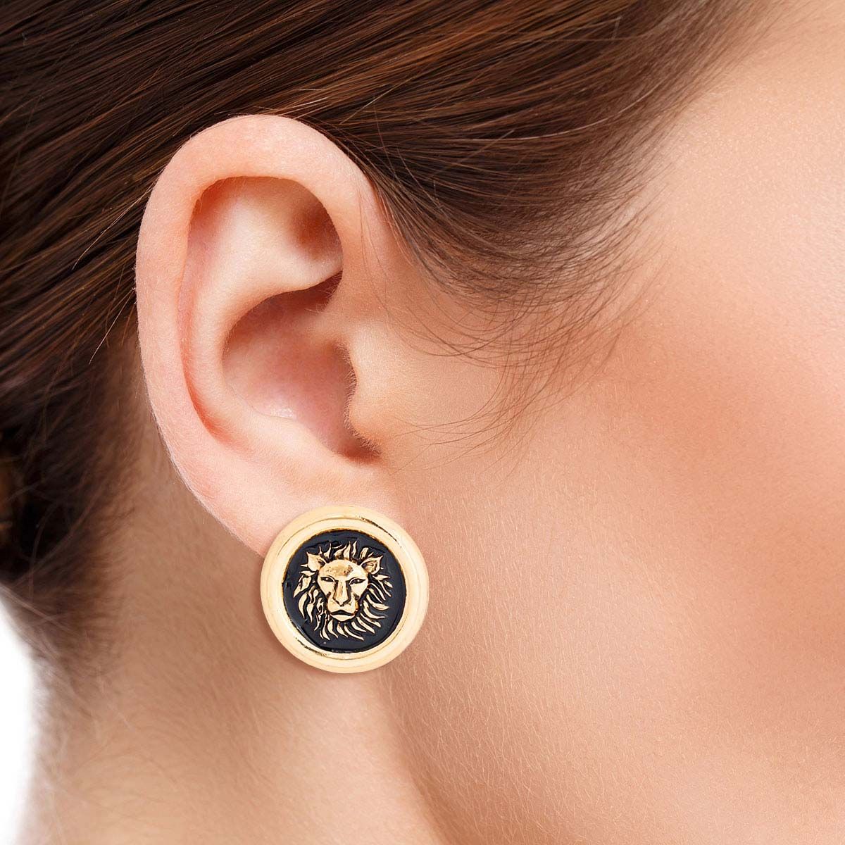 Gold and Black Lion Studs