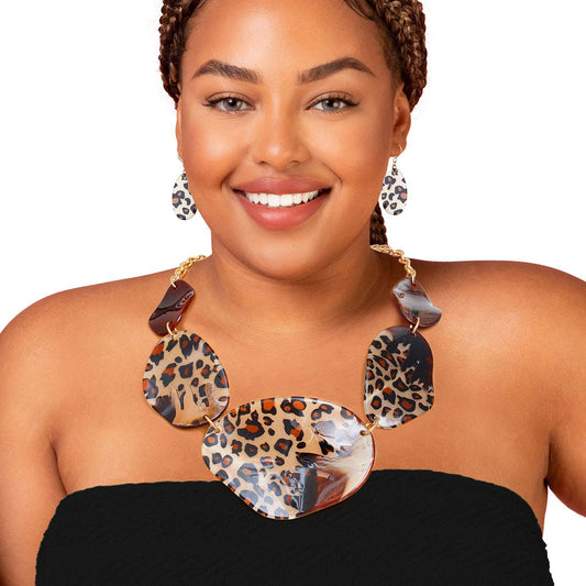 Leopard Dipped Necklace Set