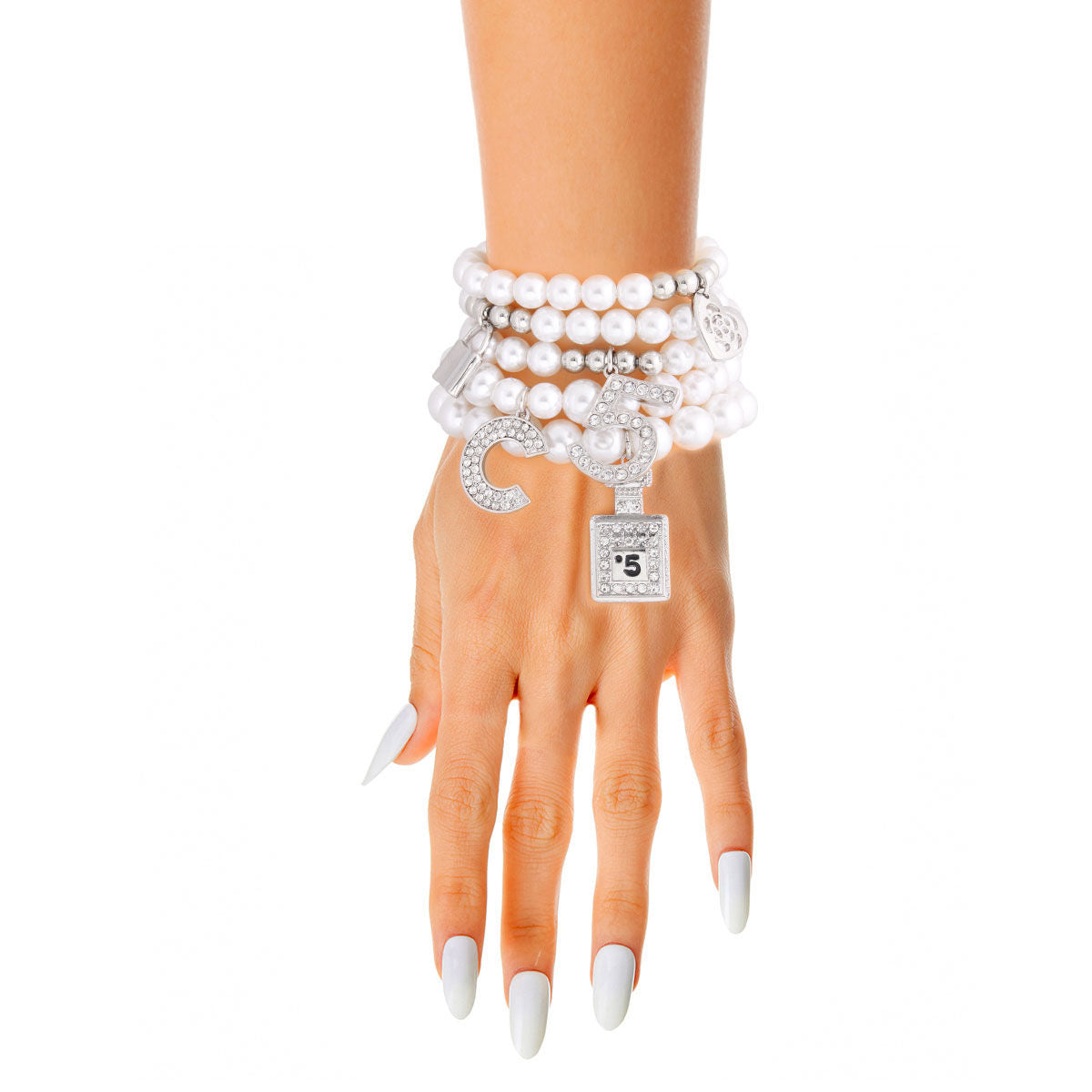 White Pearl Silver No. 5 Boutique Bracelets