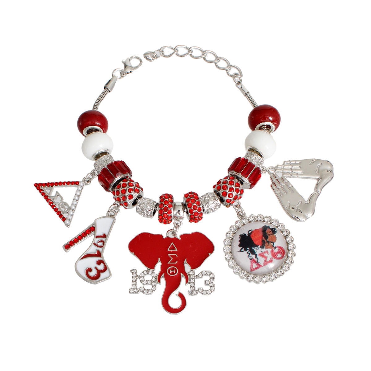 Red White Sorority Charm Bracelet