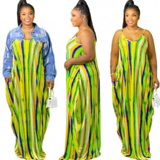 Lime Stripe Maxi Dress