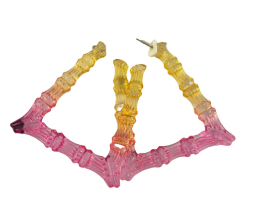 Ombré Summer Triangle Bamboo Hoop Earrings