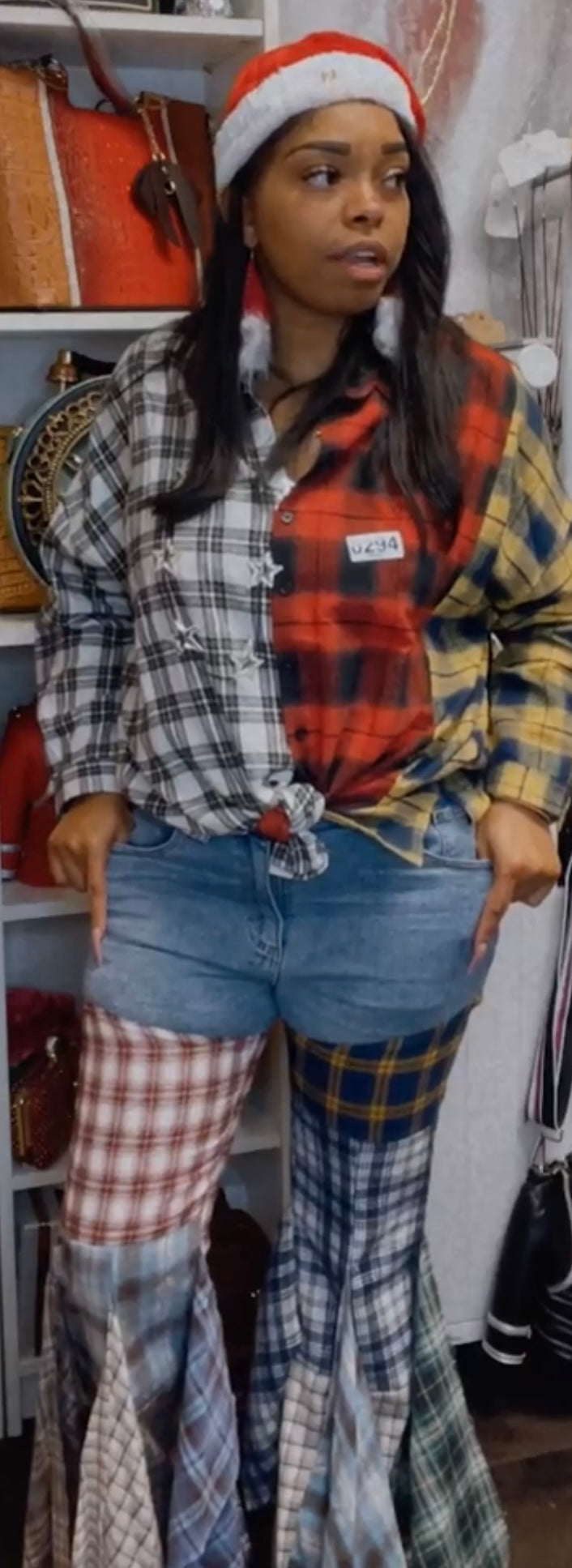 Flannel Denim Jeans