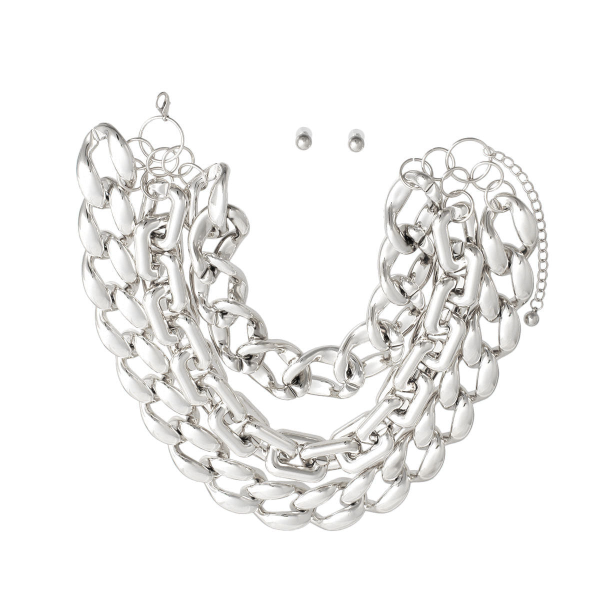 XL Silver Triple Layer Chain Set