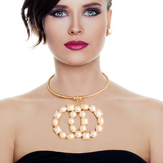 Gold Chunky Pearl Infinity Set