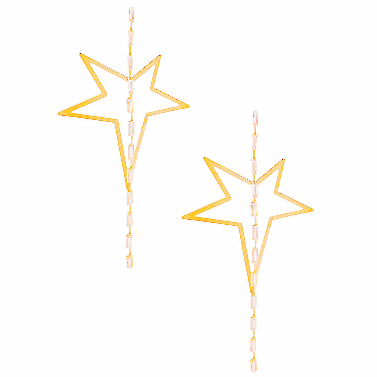 Gold Star Crystal Baguette Earrings