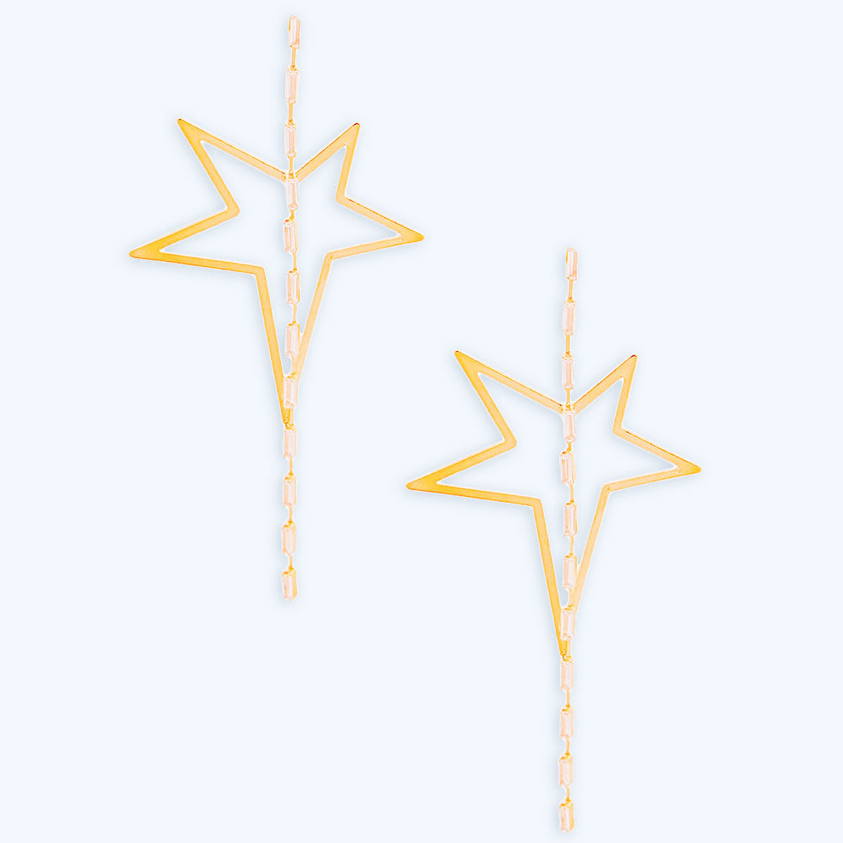 Gold Star Crystal Baguette Earrings