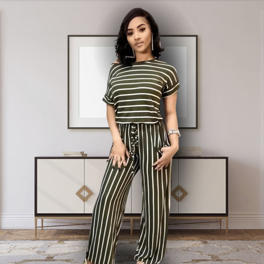 Olive Stripe 4XL Jumpsuit