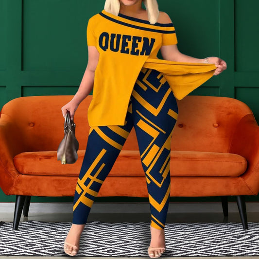 Yellow 0XL Queen Top Leggings Set