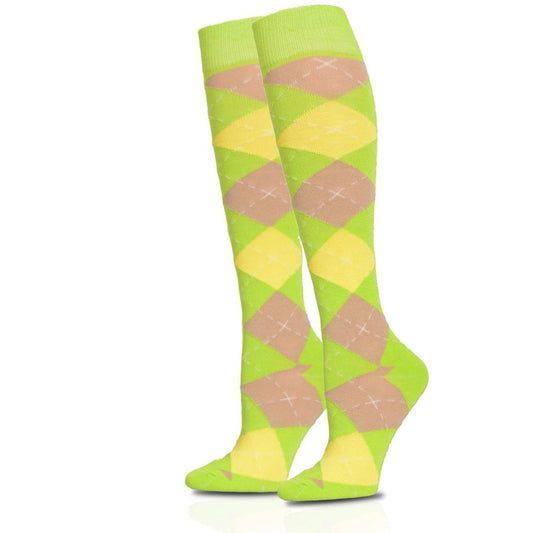 Green Argyle Knee High Socks